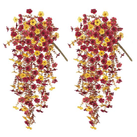 1/2/3/4Pcs Fall Hanging Artificial Violet Flower UV Resistant Realistic Fake Flower Wedding Party Indoor Outdoor Garden Wall Hanging Faux Flower