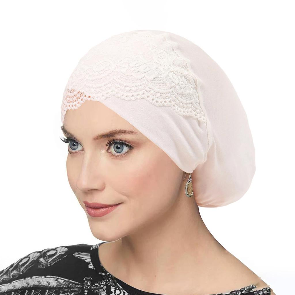 Ladies Lace Cross Headscarf Cap With Soft Lightweight Fabric For Casual Wear