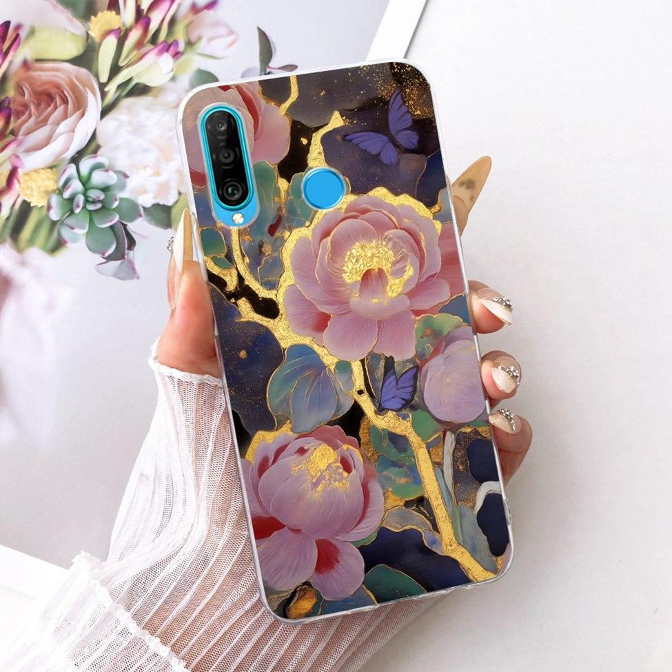 Transparent For Huawei P30 Lite Case Cover Cute Cat Fashion Butterfly Funny Painted Casing MAR-L01A MAR-L21A MAR-LX1A