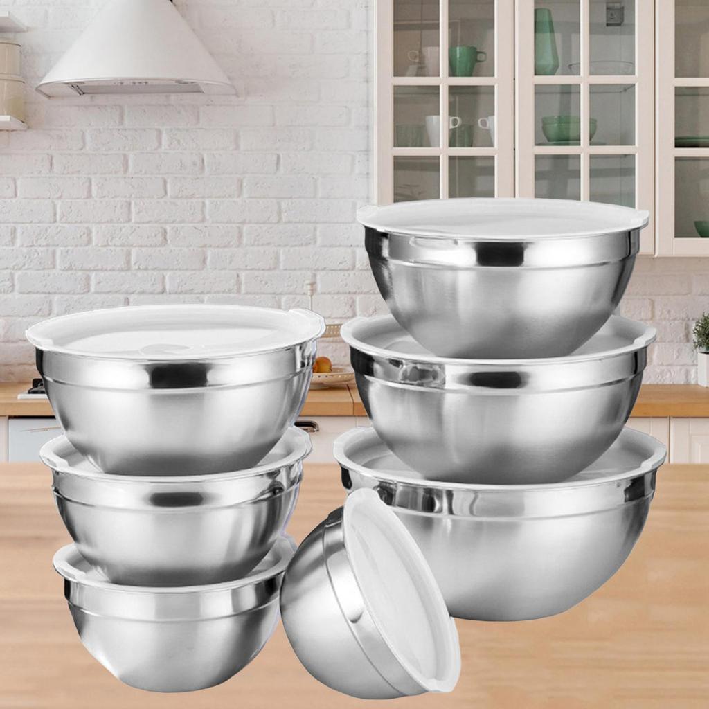 Stainless Steel Mixing Bowls with Lids Set Nesting Mixing Bowl Home Sturdy Food Storage Organizers Dishwasher Bowl Set Dining