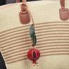 Bag Pendant Imitation Leather Hand-Stitched 3D Pomegranate Design Key Chain Wear-Resistant Bag Accessory