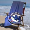 proof beach towel with Chelsea FC logo pattern - soft,absorbent,quick-drying,machine washable - perfect for swimming,camping,bathing
