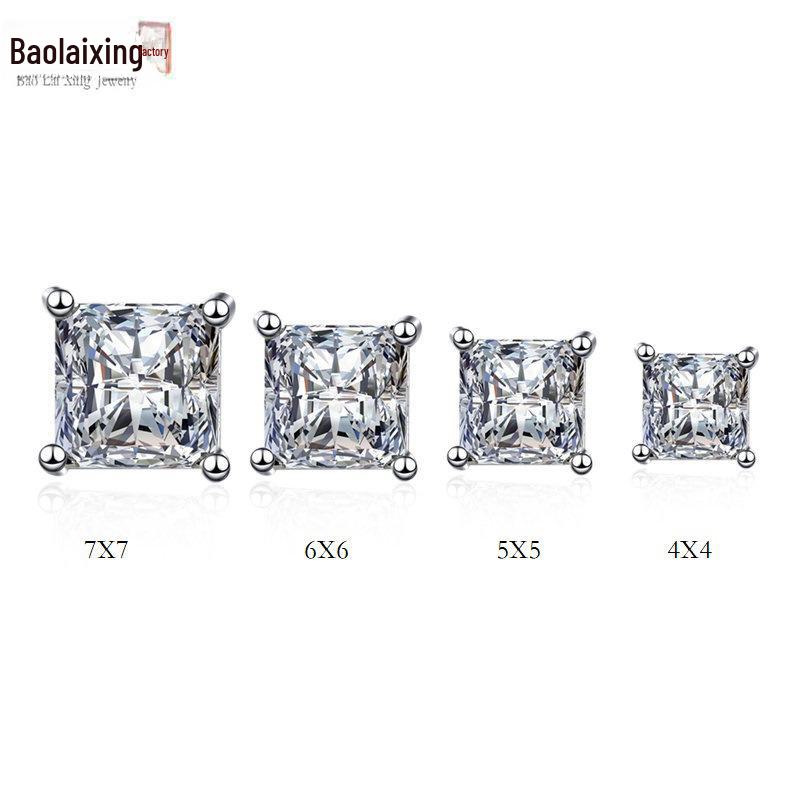 

Простые квадратные серьги с цирконием — европейский и американский стиль