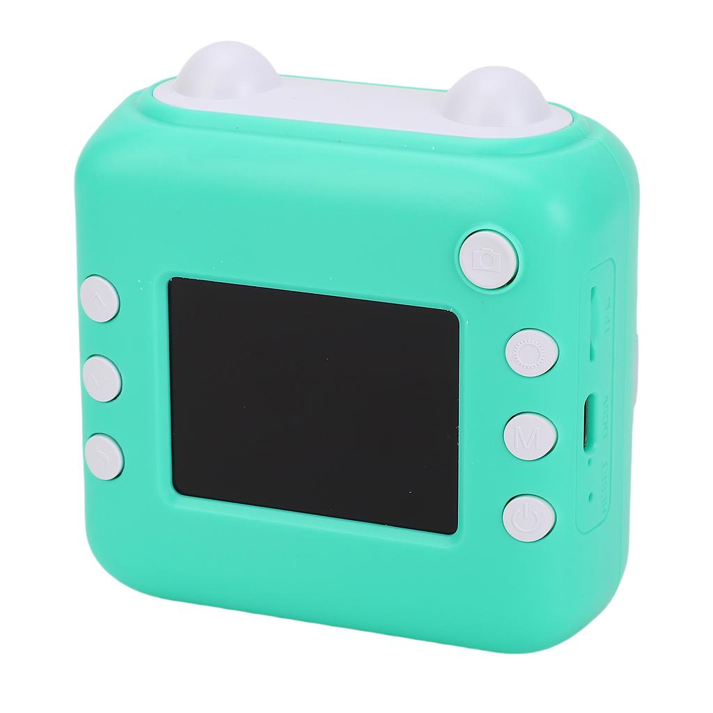 Print Camera Cute Green 24 MP Pixels 1080P Video Thermal Printing Digital Camera Toy with Music