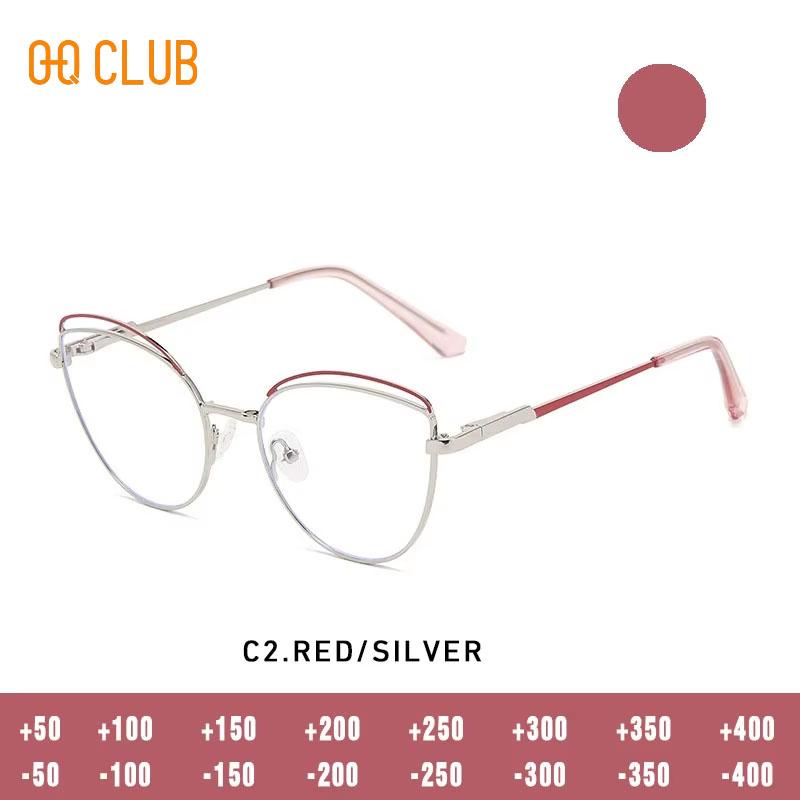 O-Q CLUB Lentes Graduadas para Ler Óculos Anti Luz Azul Armação de Óculos Olho de Gato Óculos de Sol Femininos para Homens Óculos de Leitura Luneta