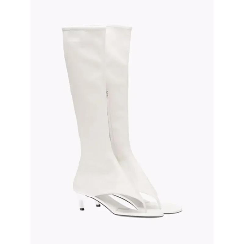 Fashion Ladies Spring and Summer New Slim Heel Pinch Toe Knee Length Cool Boots Fashionable Side Zipper Mid Length Women's Boots