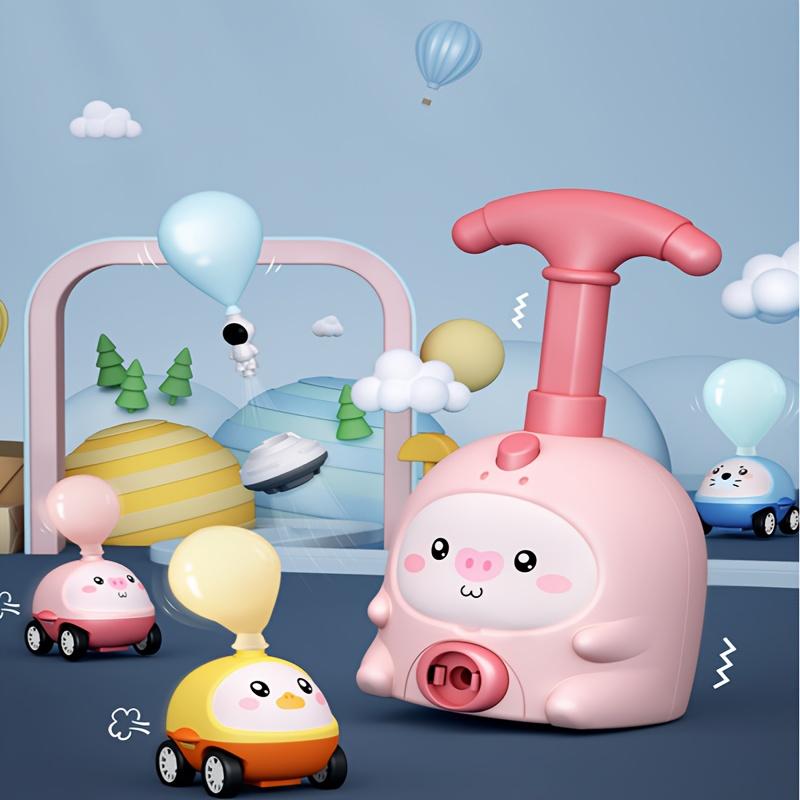 1pc Balloon Powered Car Toy Set,Manually Operated,Suitable for Children Aged 3 And Above, Educational Inertia Powered Vehicle,Fun Science Learning Toy