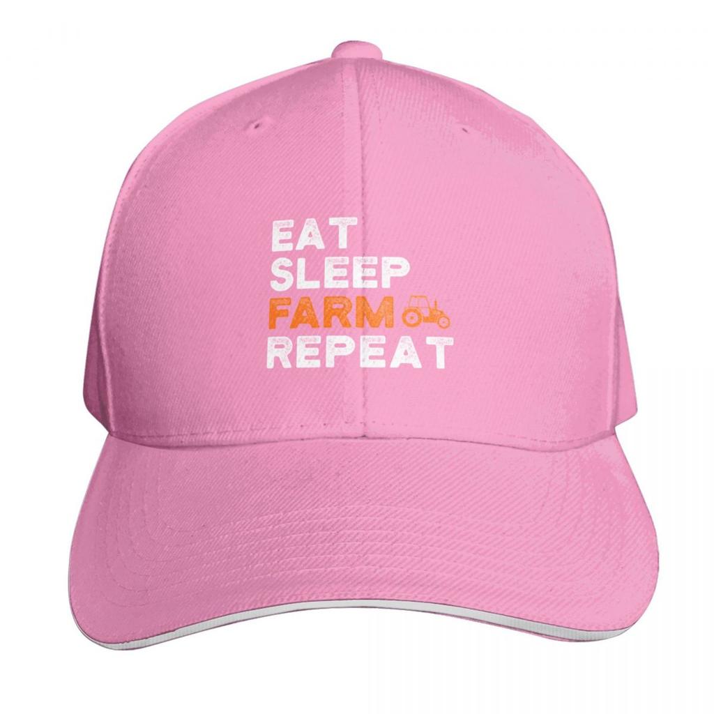 Eat Sleep Farm Repeat Baseball Cap Sunscreen Snapback Cap Summer Hat Vintage Women Hats Unisexs
