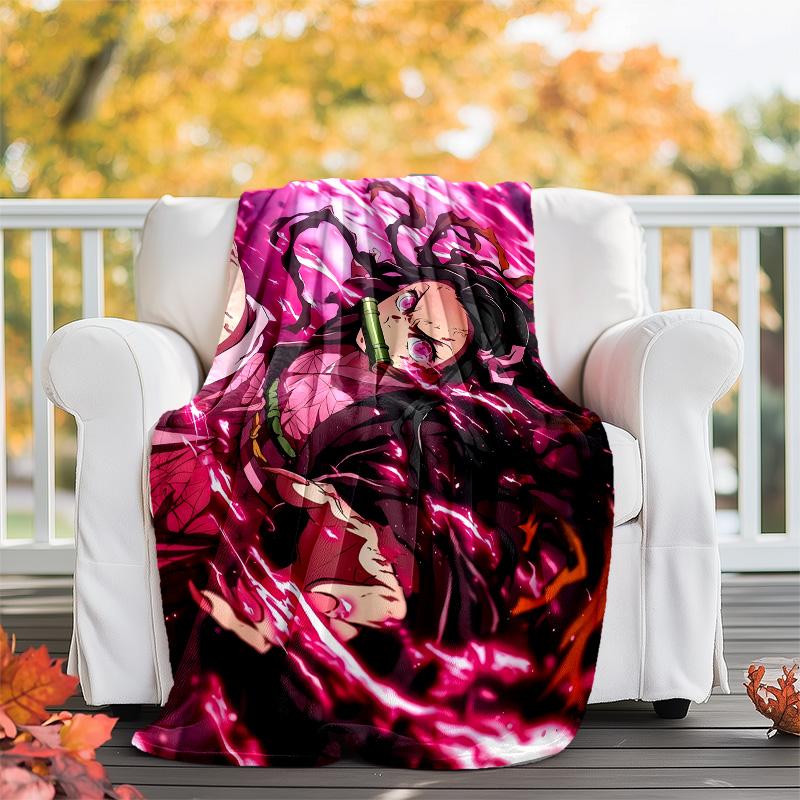 1pc nezouko3 Theme Blanket - Digital Print, Polyester, Cozy for All Seasons, Perfect for Outdoor, and Travel