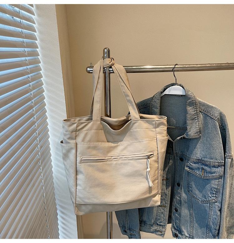 2025 New Canvas Bag Women's Large-capacity Casual Versatile Simple Shoulder Bag Spring and Summer College Student Tote Bag