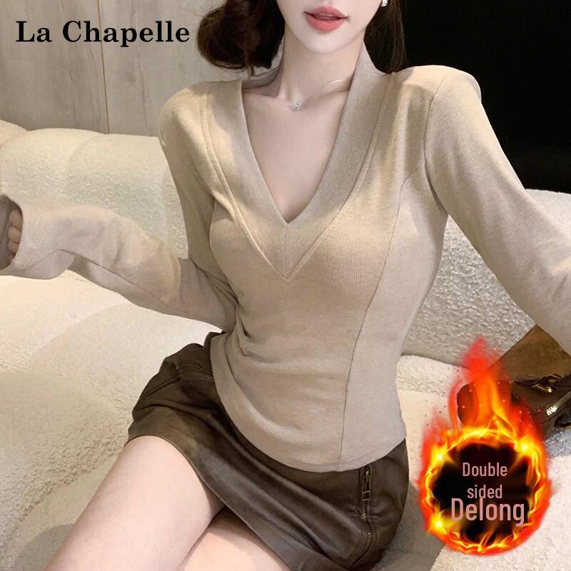 

La Chapelle Women s V-Neck Long Sleeve Thermal Top S