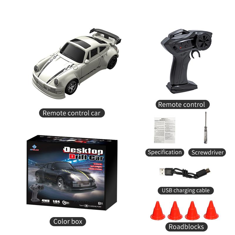 Kf20 1:64 Rc Drift Car Four-Wheel Remote Control Cars Competition Racing Car Full Proportions Desktop Car Model Toys Boys Gifts