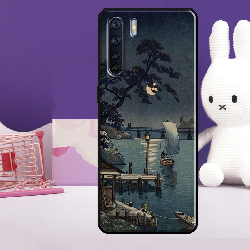 Japanese Style Ukiyo-e Art Case For Oppo A54 A74 A94 A80 A60 A40 A18 A38 A58 A78 A98 A96 A76 A16 A15 A17 A57 A77 A5 Pro