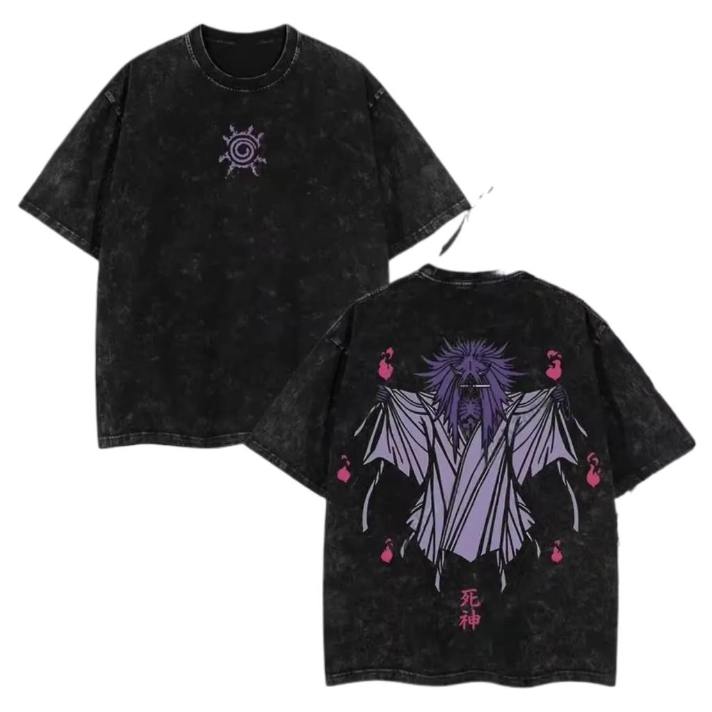 Shinigami T Shirt Naruto Men Acid Wash Back Print Reaper Death Seal Anime Graphic Cotton Streetwear Jutsu Vintage Bootleg Tops