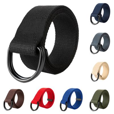 Men’s & Women’s Canvas Belt With Black D-ring Casual Belt Black Letter D Belt Buckle