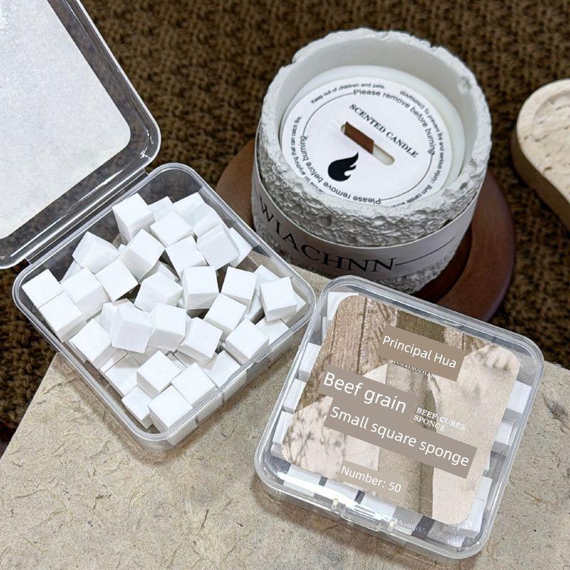 

[President Hua] Nail Pat Glue Tofu Block Sponge Grain Dried Beef Cubes Delicate No Slag Nail Beauty Gradient Beef Cube Sponge [50 Pieces] + Storage Box