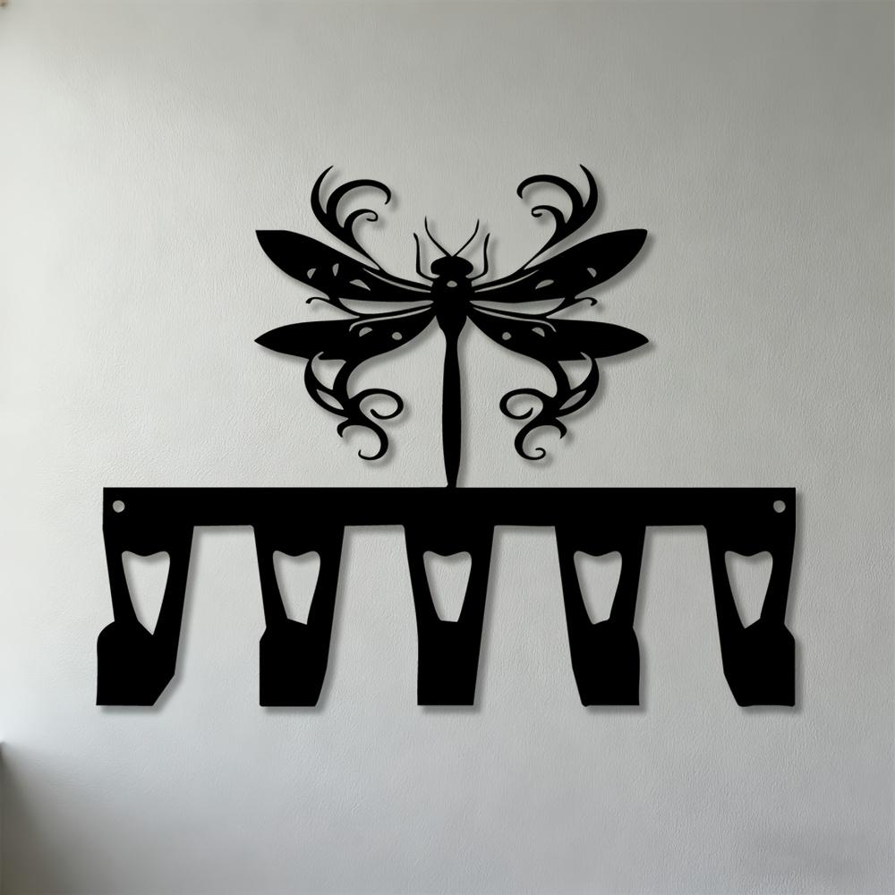 

1pc 2D Flat Dragonfly Wall Art with Antlers for Living Room Bedroom Office Metal Decor 25cm-9.84inch чёрный