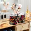 Colorful Skulls 2PC Airtight Transparent Plastic Storage Jar Food Storage Container Plastic for Food Herbs Tea etc with Storage Lid easy to use and