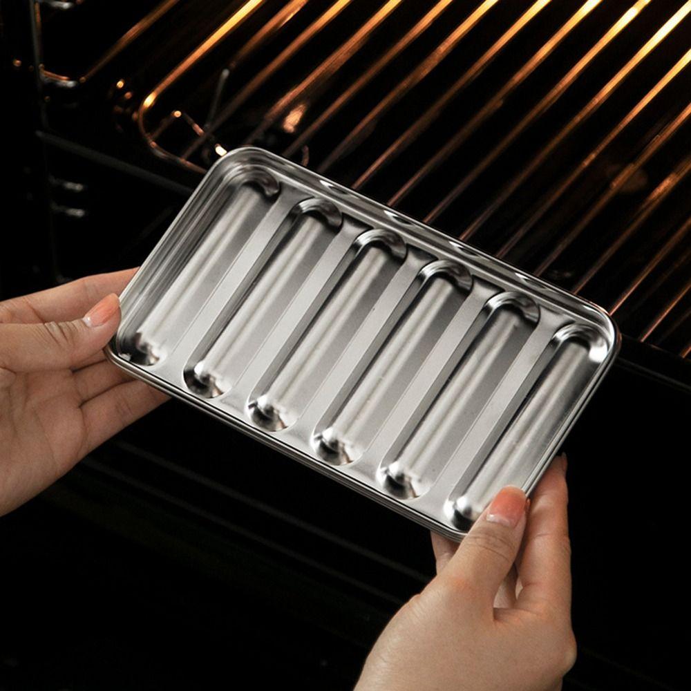 Oven 6-Cavity Stainless Steel DIY Homemade Food Supplement Sausage Mold Hotdog Maker Meat Tool