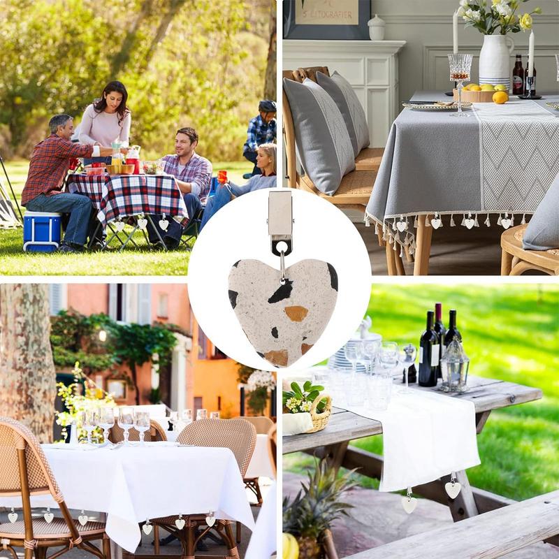 Tablecloth Weights Clip On Heart-Shaped Table Cloth Pendant Stones Heavy Table Cover Weight Tablecloth Hangers For Restaurant