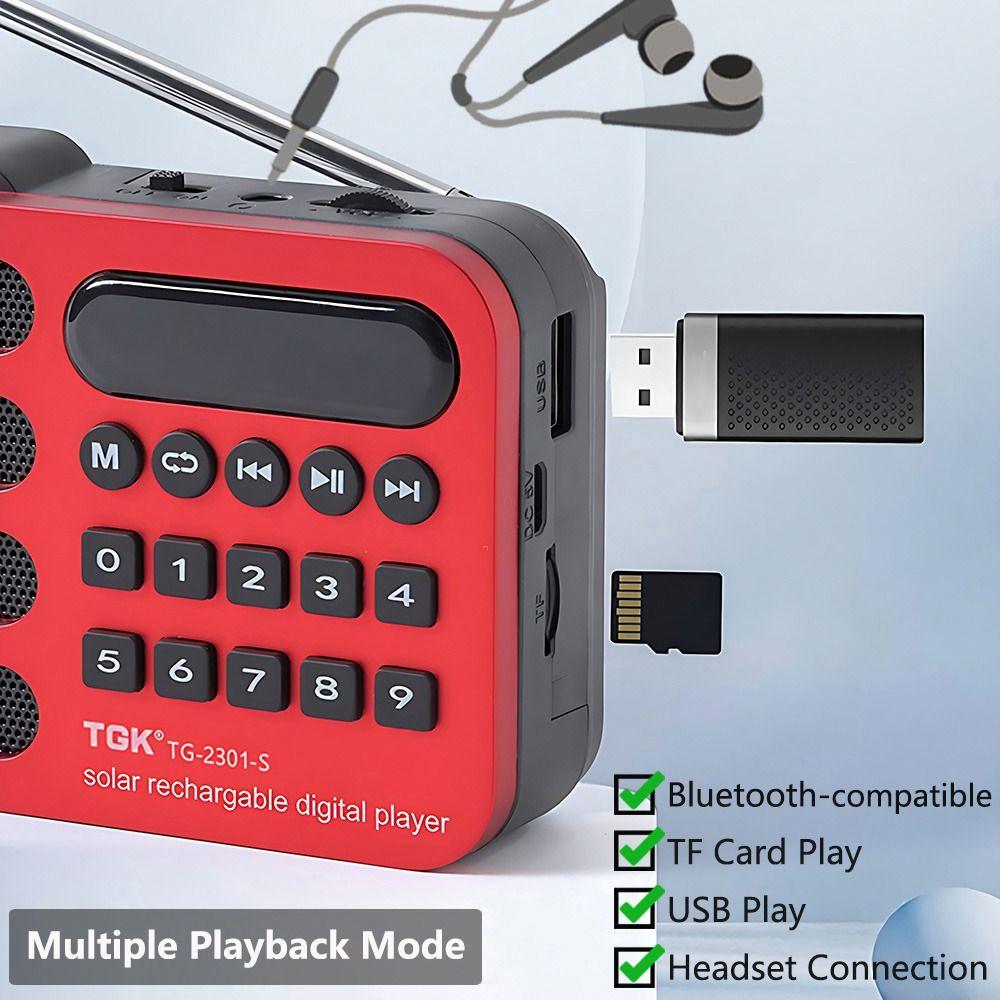 Rechargeable Mini Bluetooth Speaker Solar Charging MP3 Music Player Digital Radio Receiver