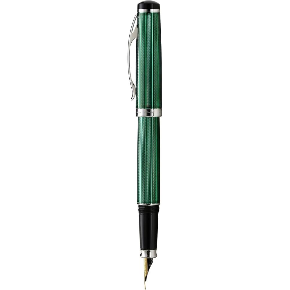 Xezo Incognito Fountain Pen Fine Nib Forest Green Layered Lacquer Pure Platinum
