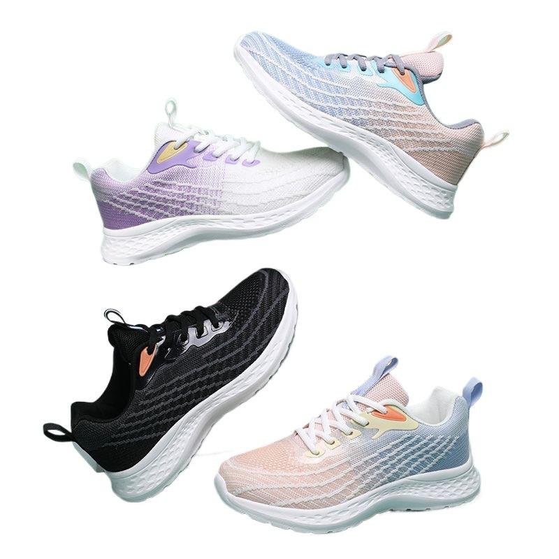 Fashion women's shoes lightweight campus sports running shoes 2025 new flat princess black mesh fitness shoes