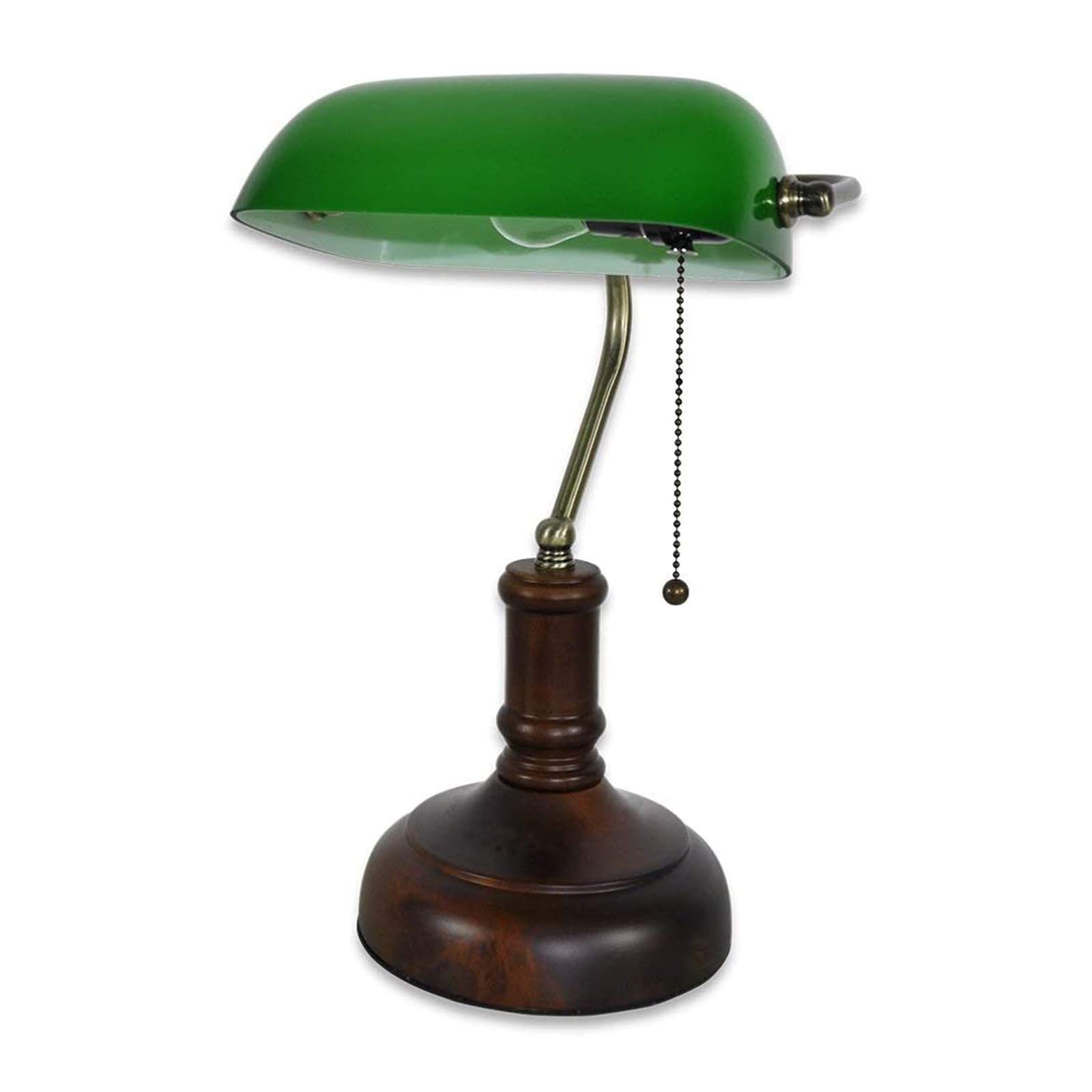 

MZStech Table Lamp, Hotel Lighting Fixture: Banker s Light (Green Wood)
