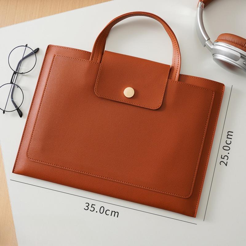 

Business Leather A4 File Organizer for Worker Thickened Laptop Folder with Handles Large Capacity Briefcase for Documents