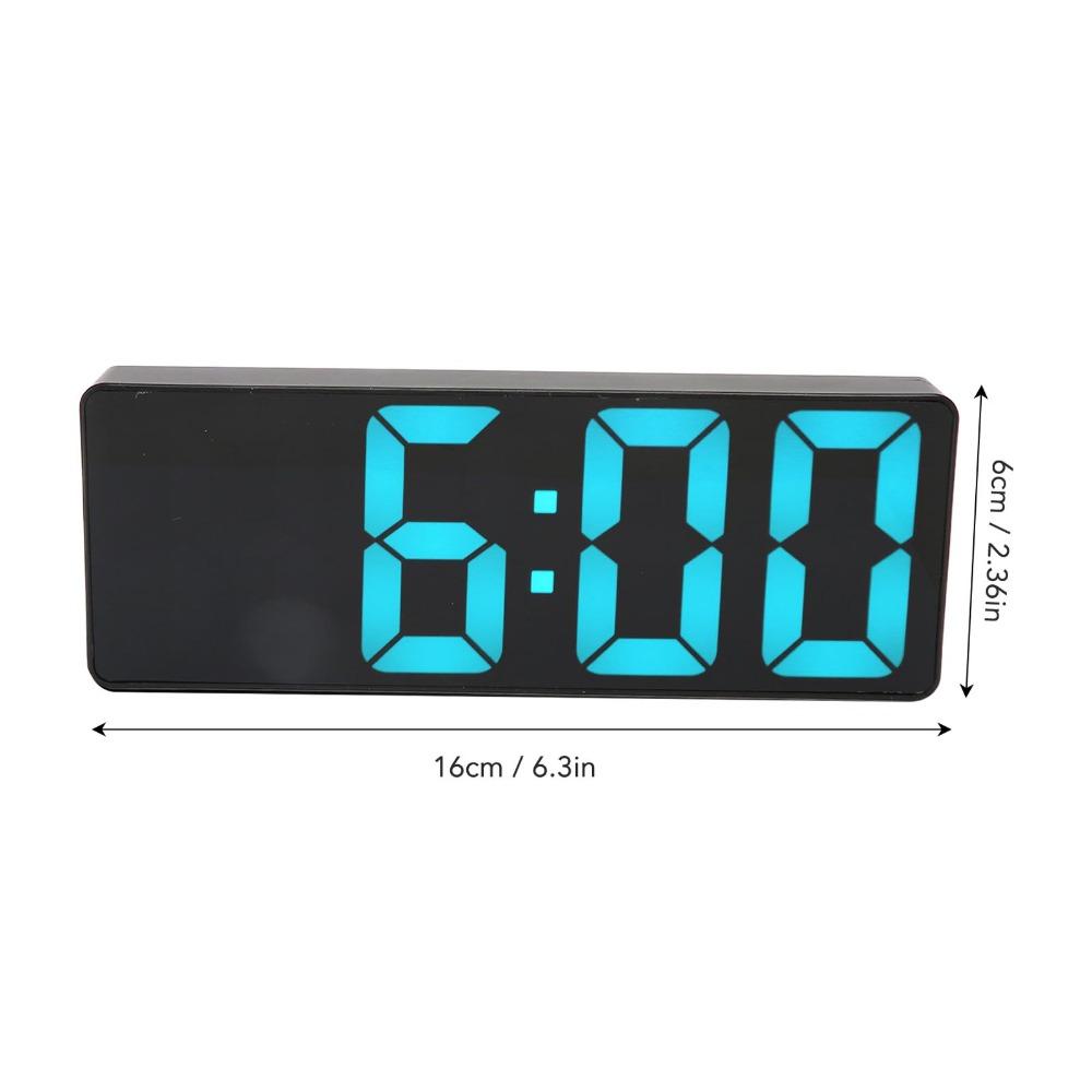 Blue Number Display LED Mirror Clock USB Battery Powered Bedside Clock For Bedroom