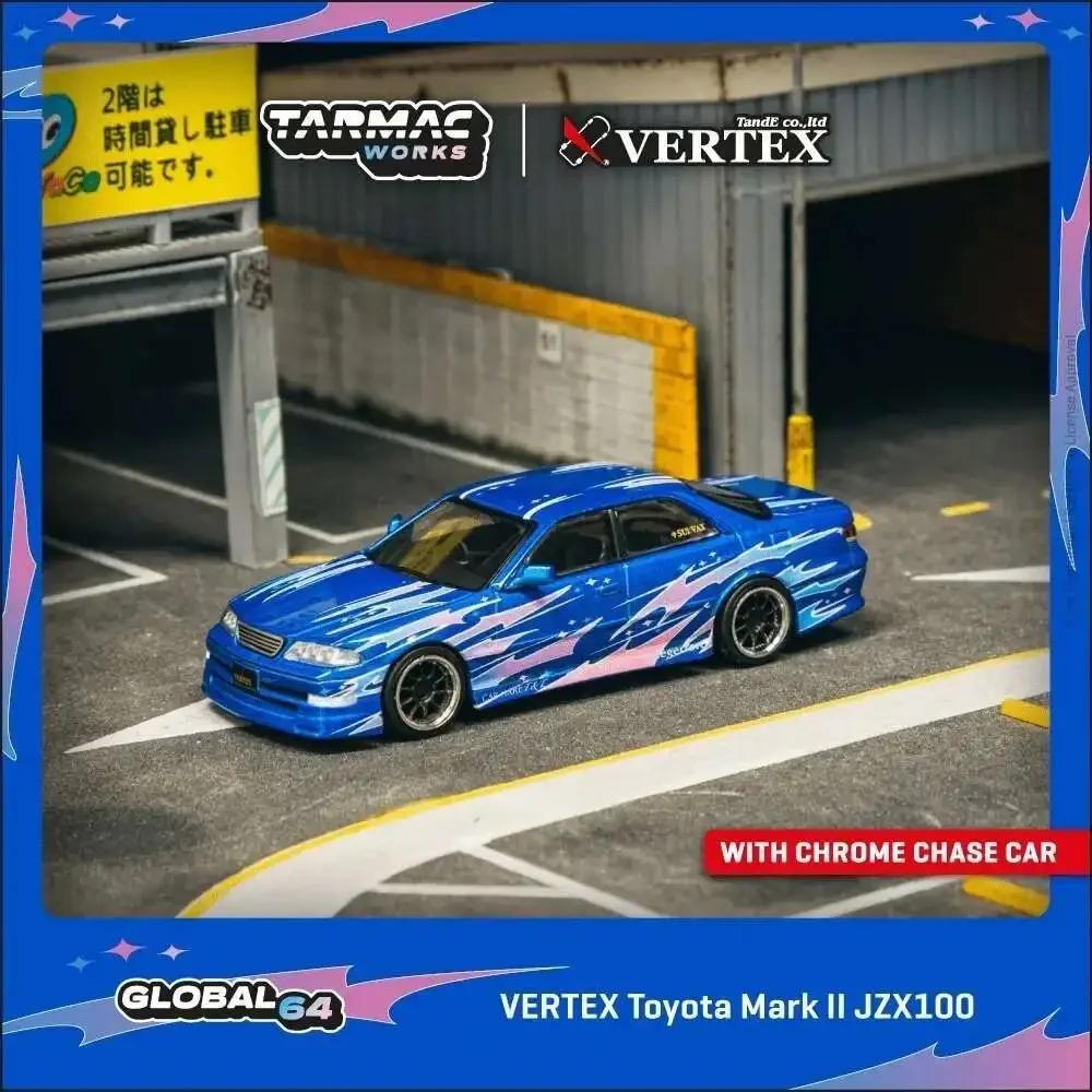 HCMF2 TW In Stock 1:64 VERTEX Toyota Mark II JZX100 Blue Metallic Diecast Car Model Collection Toys Tarmac Works