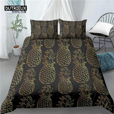 Home Living Luxury 3D Pineapple Print 2/3Pcs Comfortable Duvet Cover PillowCase Bedding Sets EU/US/AU Size
