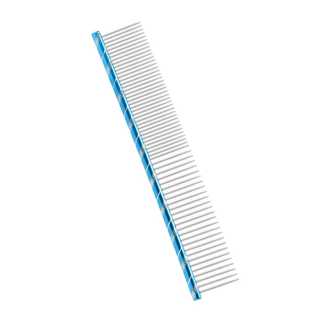 Pet Comb Stainless Steel Teeth Straight Comb Removes Knots and Tangles for Dogs and Cats19cm Blue