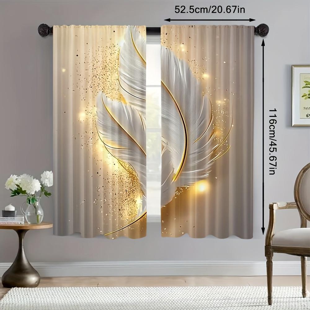2 Stück Elegante Vorhänge mit Federdruck – Gold und Weiß mit Stangentaschen-Design   Ideal für Wohnzimmer, Schlafzimmer, Küche und Büro