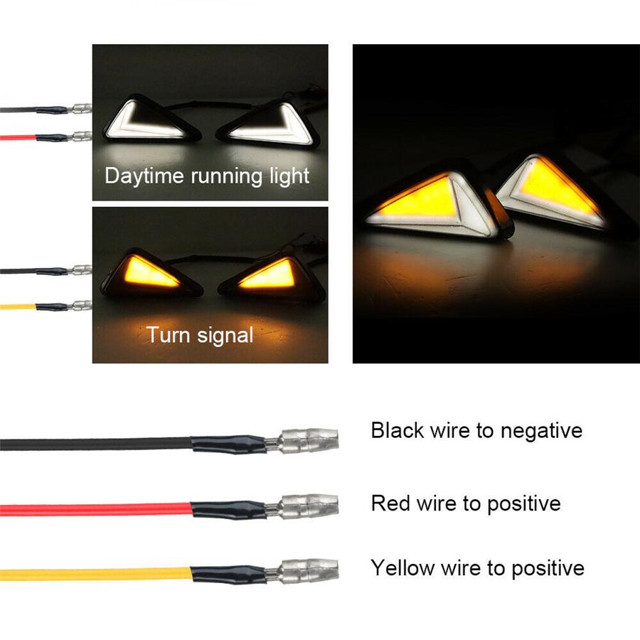 2Pair Motorcycle Triangle Led  Drl Running Indicator Light Turn Signal Braking Tail Light  Flush Mount  For Yamaha Honda