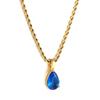 New Fashion 1 Piece 316L Pink Teardrop Crystal Pendant Necklace 40+5cm Golden Hemp Rope Chain Female Sweet Romantic Jewellery