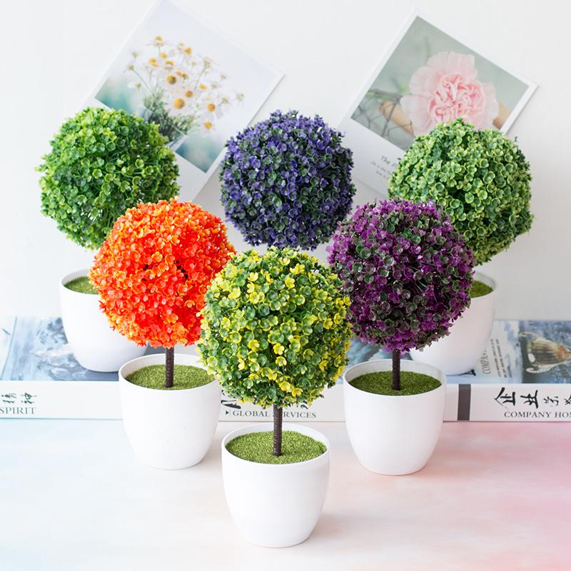 Artificial Plants Potted Green Bonsai Small Tree Grass Plants Pot Ornament Fake Flowers For Home Garden Decoration Wedding Party