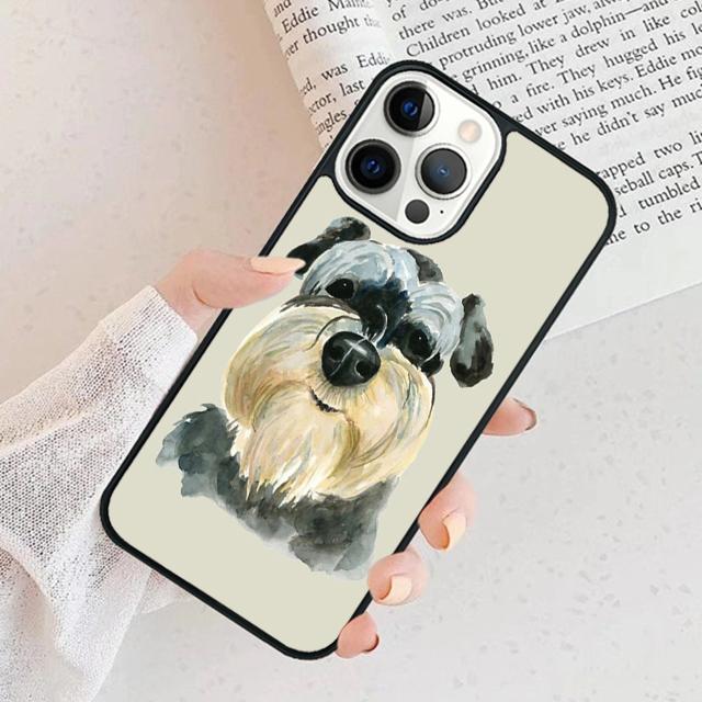 Cartoon Schnauzer Dog Phone Case Cover For iPhone 17 Air 15 16 11 13 14 Pro Max 12 Plus Max Fundas