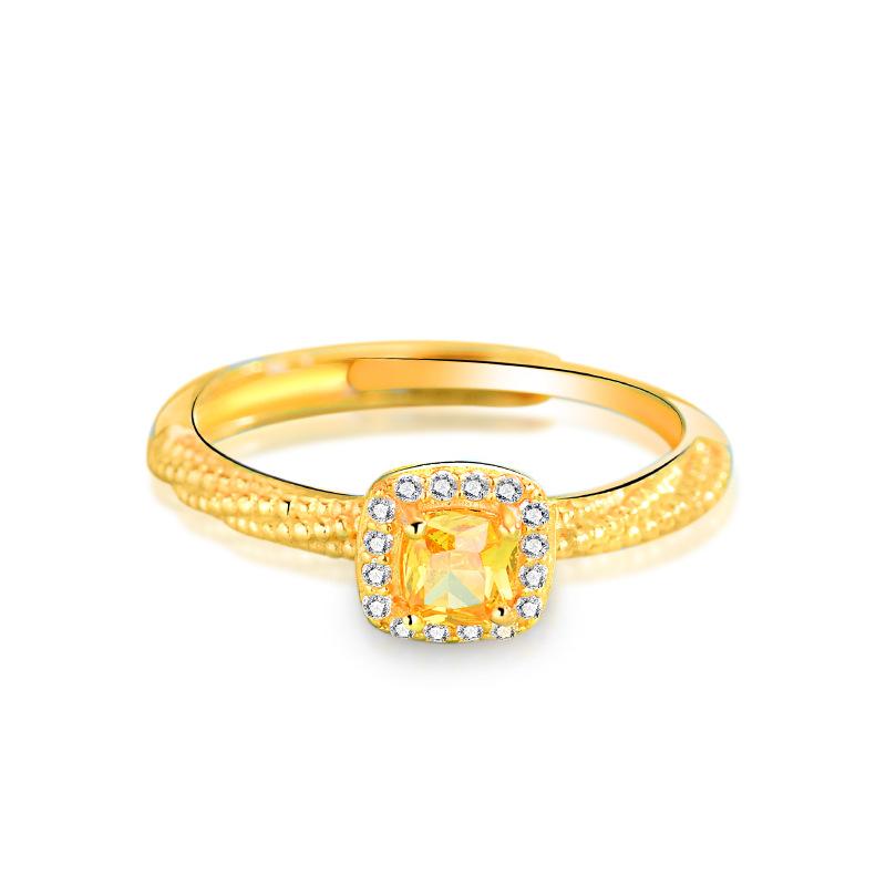 

2025 Новое серебряное кольцо с желтым бриллиантом 925 пробы с маленьким кубиком сахара, кольцо с бриллиантом Tengman от актрисы, ювелирные изделия с изображением персонажей премиум-класса opening adjustable