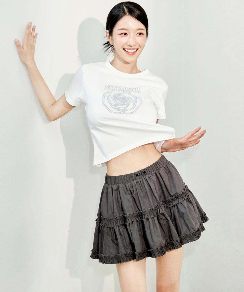 Nigaennikol Trendy Ruffle Mini Skirt_Charcoal