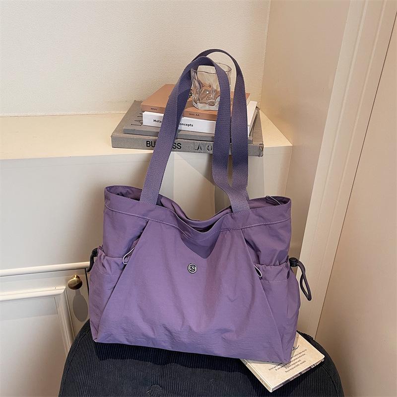 Casual Nylon Bag Female Large-capacity Student Class Hand-held Canvas Bag Simple and Versatile Commuter Shoulder Tote Bag
