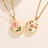 Stunning Retro Enamel Photo Album Necklace with Clavicle Chain for Women
