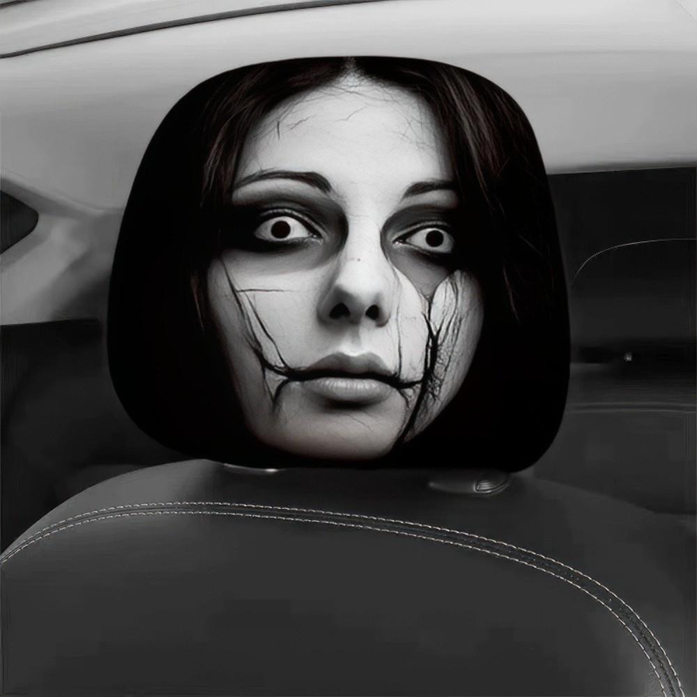 2 szt. Elastyczne Pokrowce na Zagłówki Samochodu na Halloween Dekoracja Wnętrza Samochodu Pokrowiec Wnętrze Samochodu