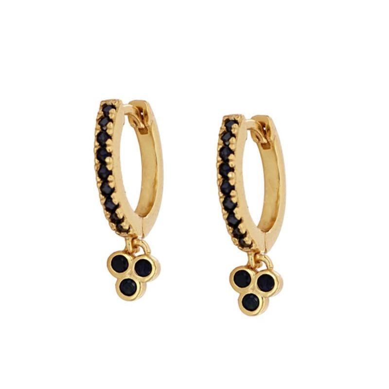 Fashion Black Zircon Hoop Drop Earrings For Women Stainless Steel Piercing Women's Dangle Earrings 2023 Fashion Jewelry