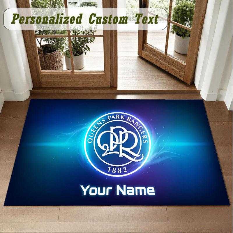 Crystal Velvet Square Rug Custom NameQueens Park Rangers Pattern Non Slip Home Floor Decor Rug