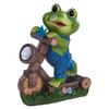 Resin Garden Frog Statue with Solar Light Frog Cycling Model Frog Ornaments Frog Sculpture for Outdoor Garden Yard Decor