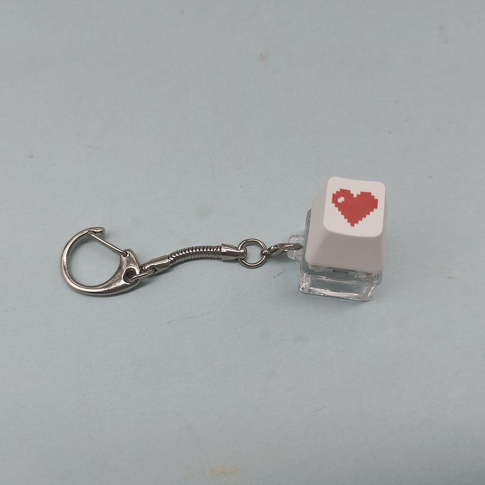 Heart Cute Keycap Keychain Fun Fidget Toy Keyboard Key Chain Ring Bag Charm Earbud Case Cover Accessories Stress Easing Friends