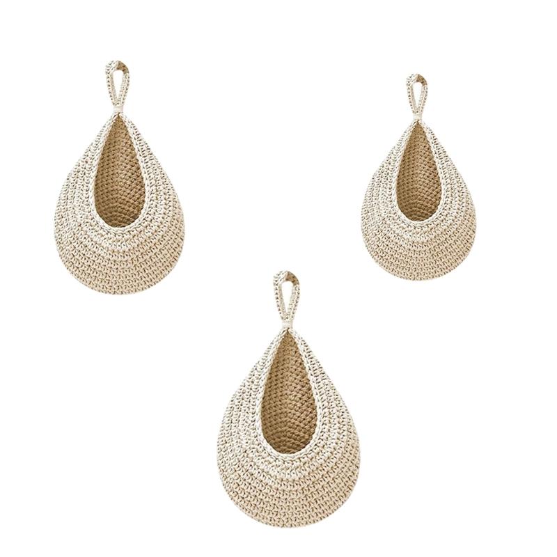 Kitchen Teardrop Hanging Baskets Wall Hanging Baskets Handwoven Hanging Plant Basket Decor for Vegetable Potato Storage