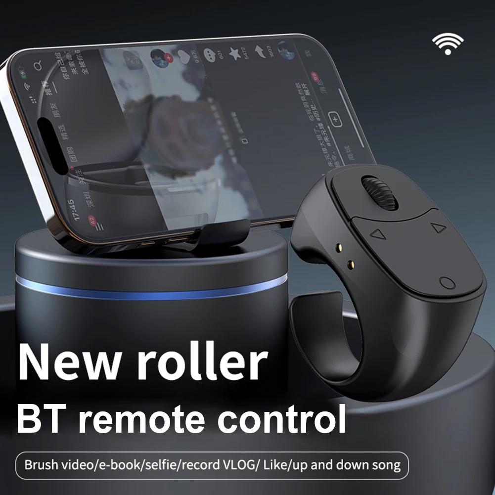 Fingertip Remote Control Bluetooth-Compatible 5.3 Scrolling Ring Multi-Function Selfie Button Digital Display for Outdoor Travel