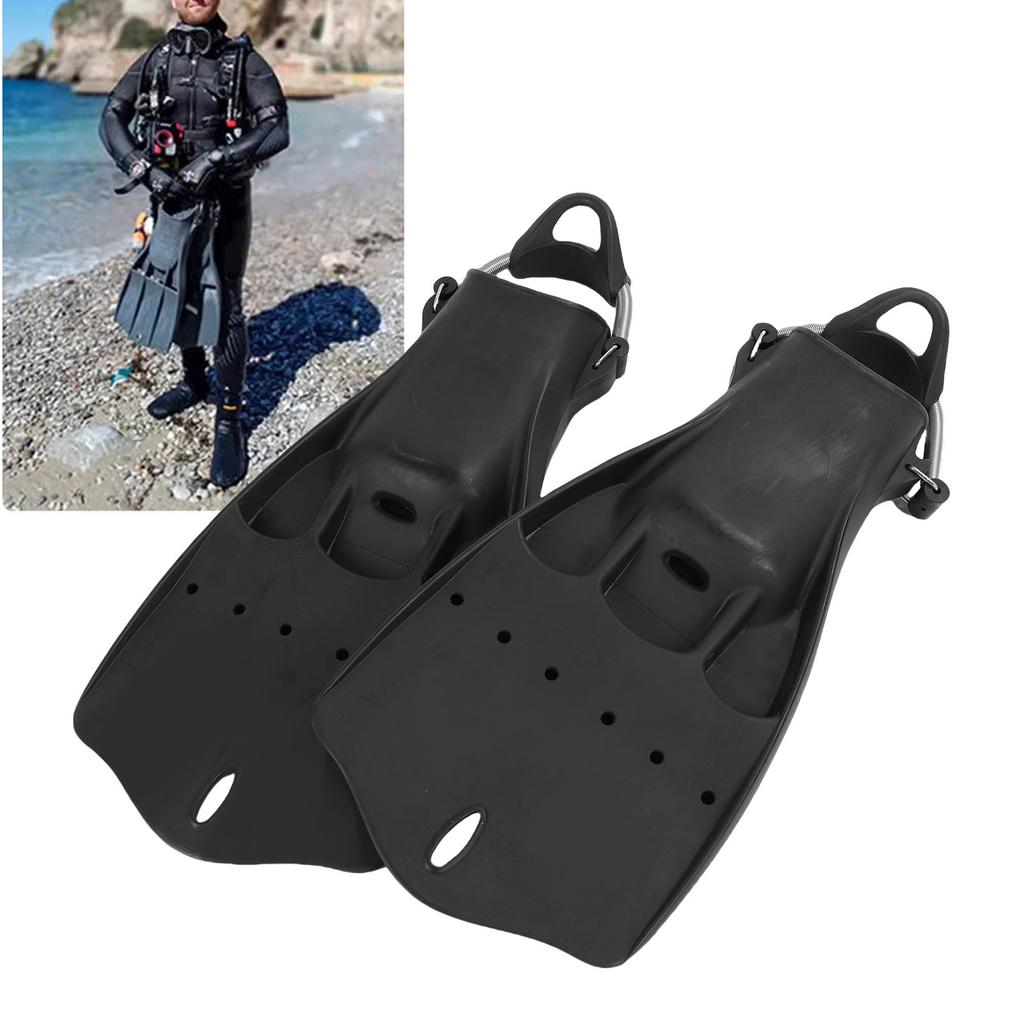 2pcs Scuba Diving Fins with Adjustable Spring Buckles Straps Rubber Jet Snorkeling Flippers for Swim